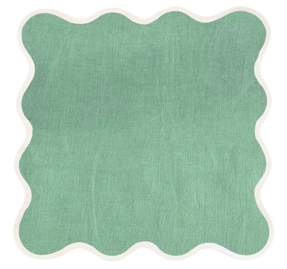 Linen Scalloped Square Placemat Set/12