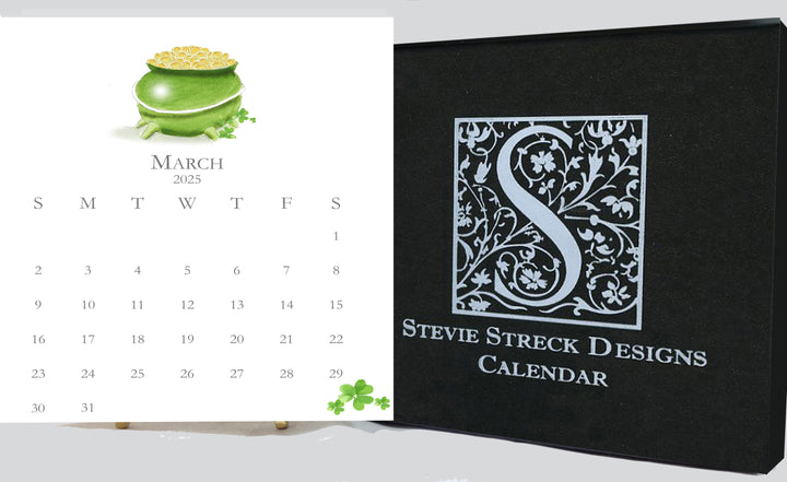 2025 Glitter Desk Calendar with Easel