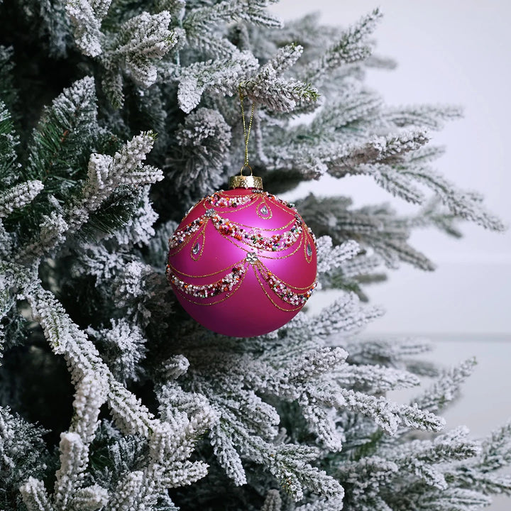 Beaded Swag Ball 120mm, Fuchsia/Multi