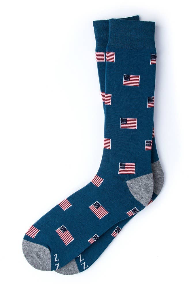 Together We Stand American Flag Sock -  Navy Blue by Alynn