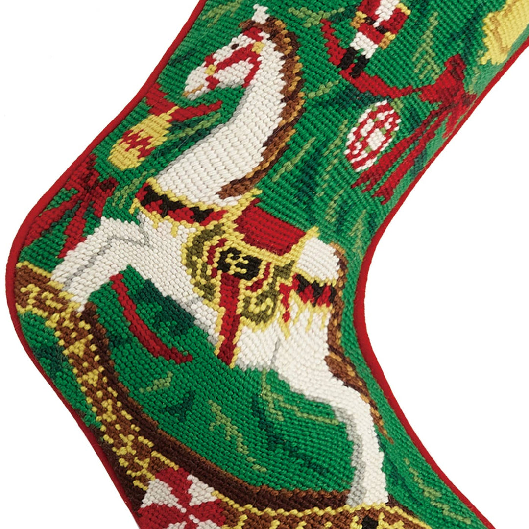 Christmas Rocking House Needlepoint Stocking