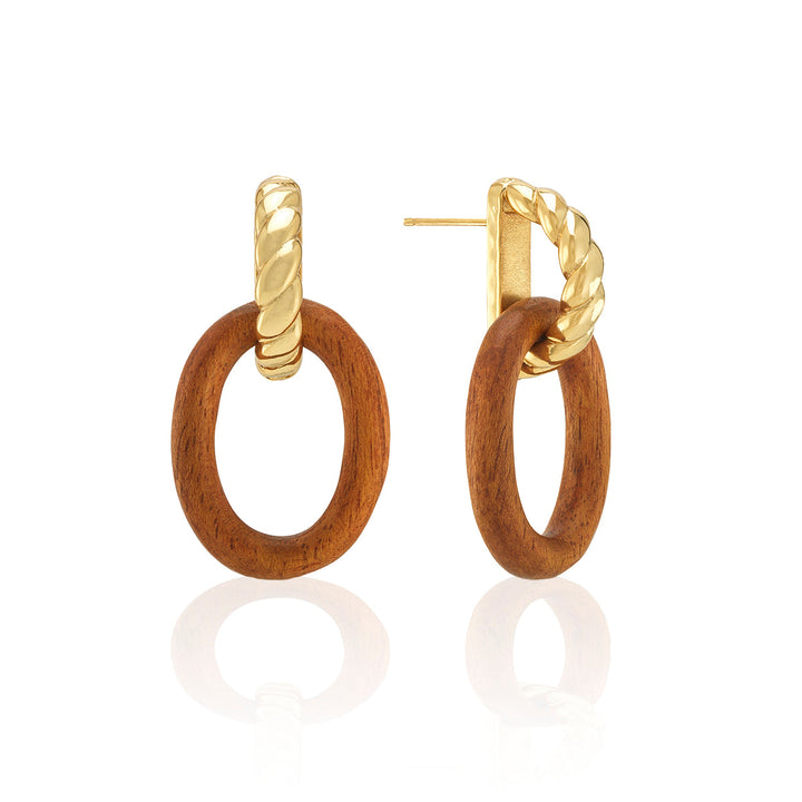 Earth Goddess Link Drop Earrings - Teak
