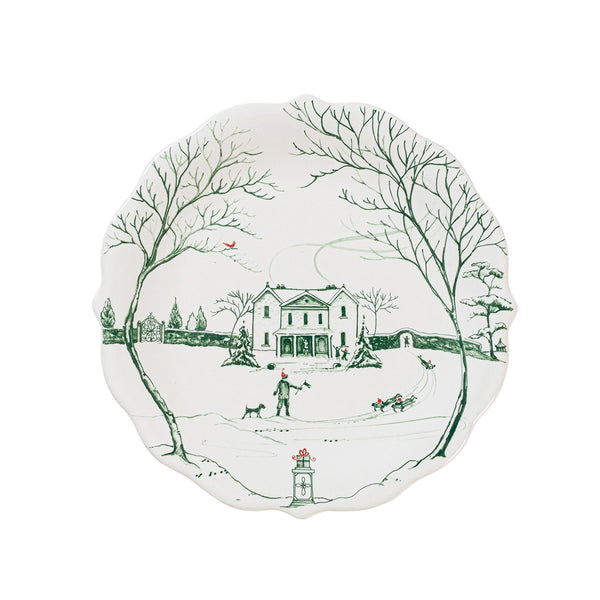 Country Estate Winter Frolic Evergreen Party Plate Assorted Set/4