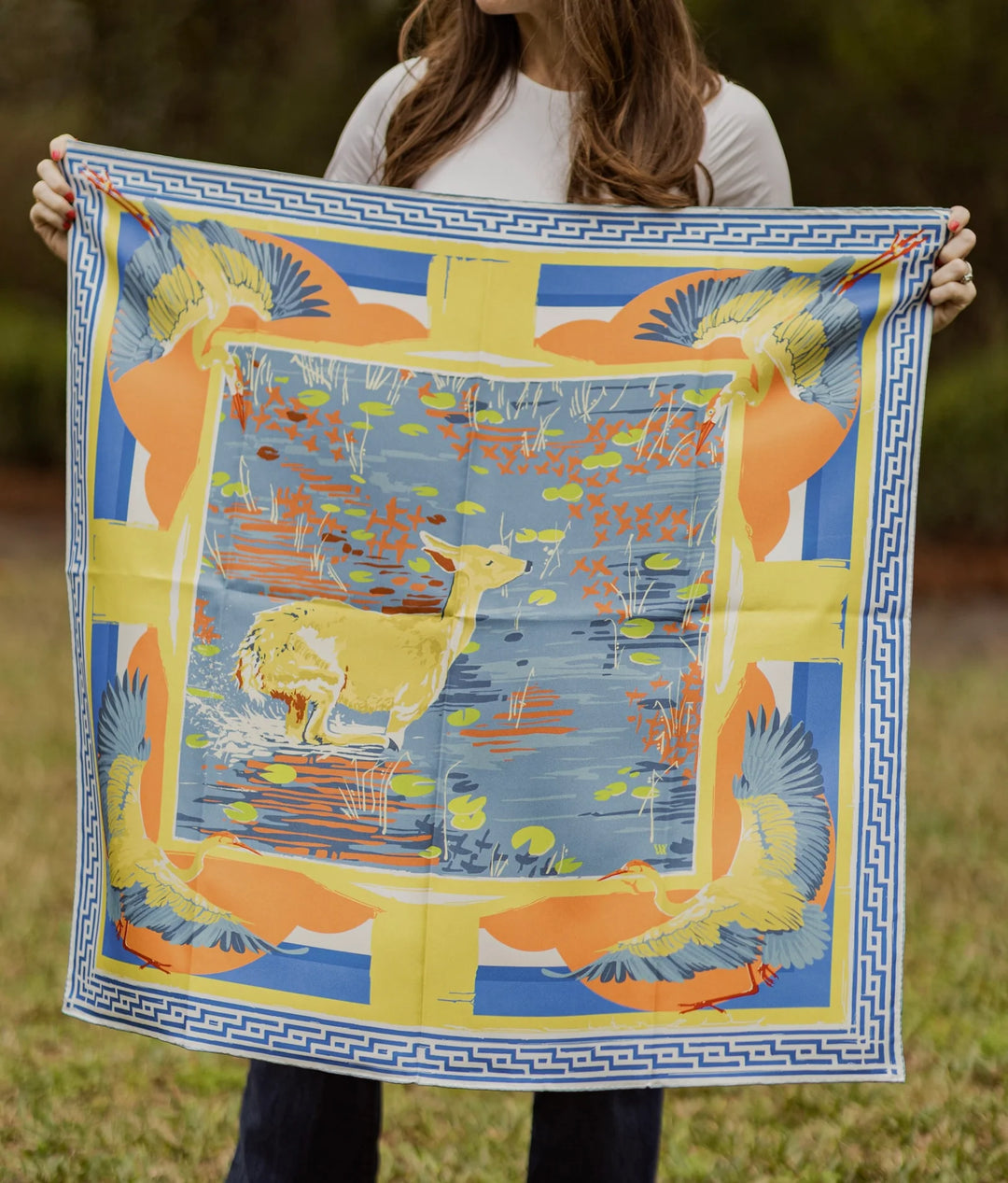 Lily Pad Doe - Double-Sided Silk Scarf