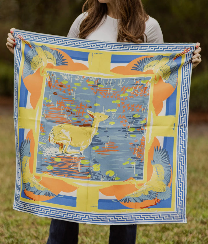 Lily Pad Doe - Double-Sided Silk Scarf