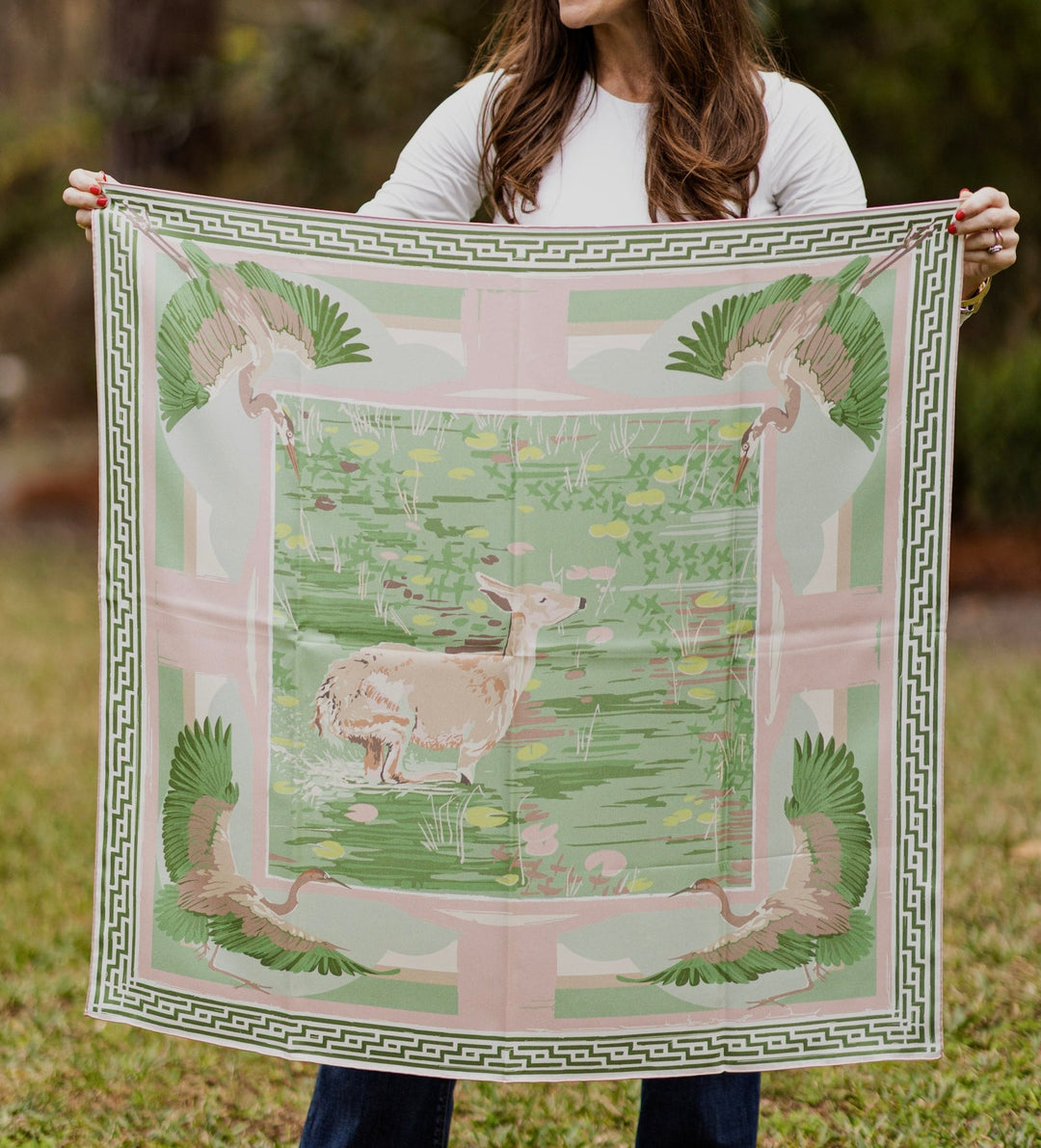 Lily Pad Doe - Double-Sided Silk Scarf