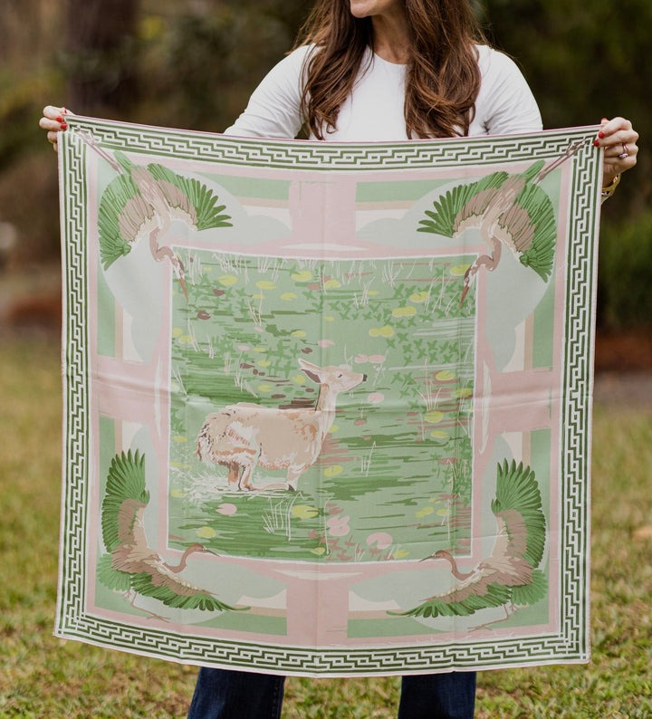 Lily Pad Doe - Double-Sided Silk Scarf