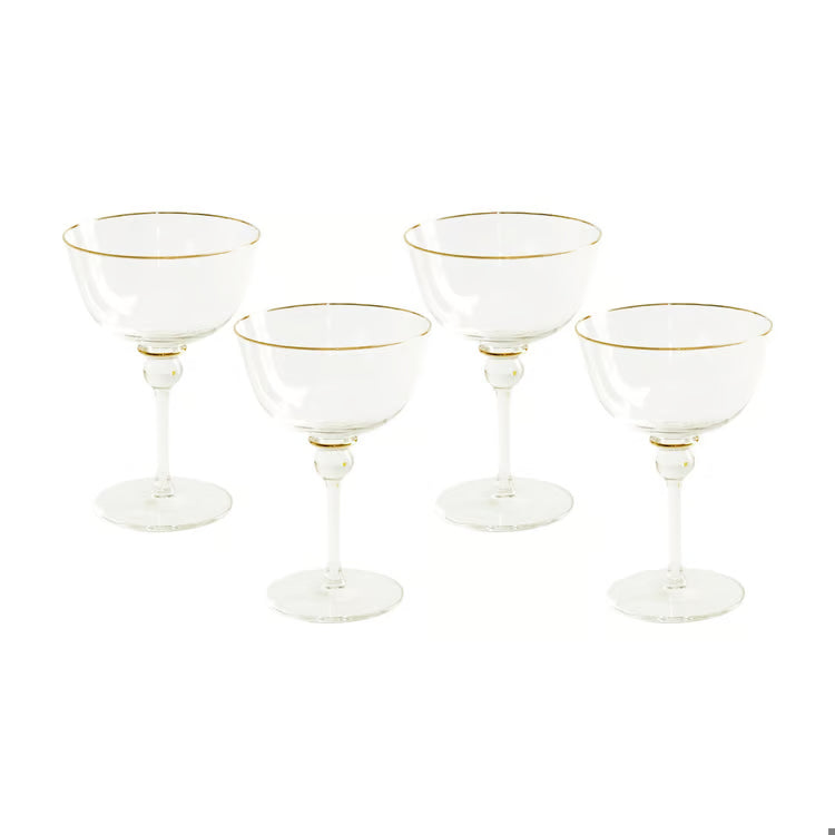 Lucite Coupe w/Gold Rim Set of 4