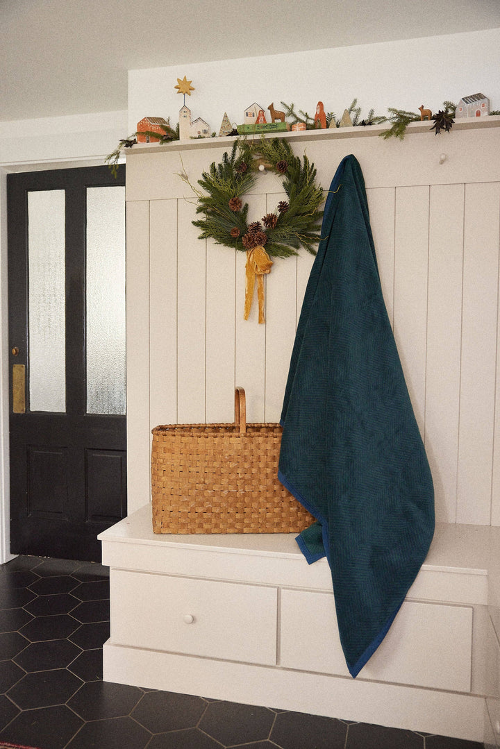 Harborview Herringbone Blue Spruce Blanket