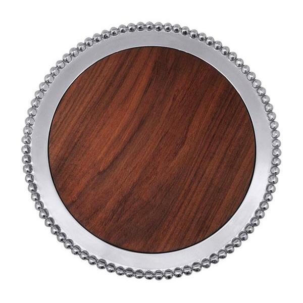 Pearled Round Cheese Board with Dark Wood Insert