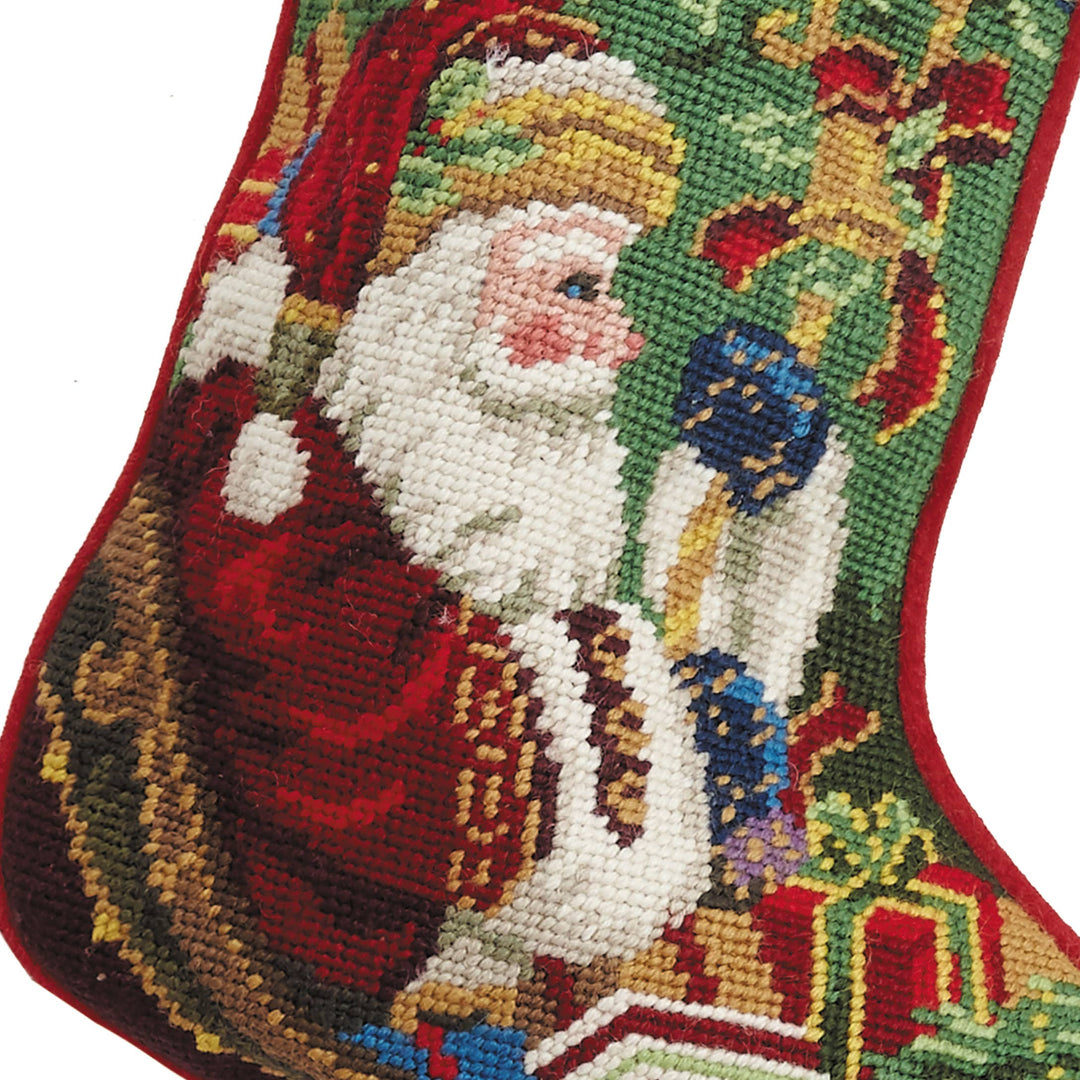 Santa Sleigh Needlepoint Stocking