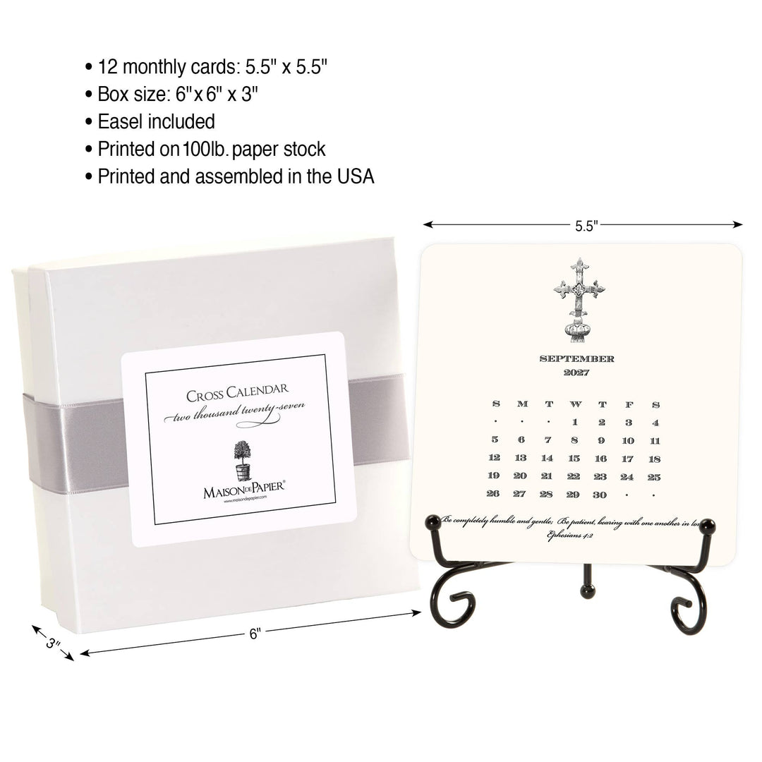 2027 Cross Calendar with Easel