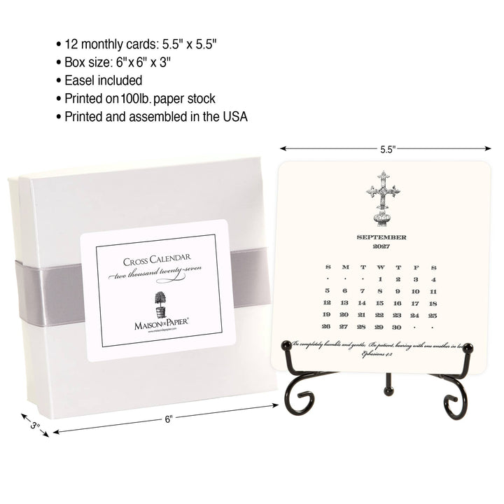 2027 Cross Calendar with Easel