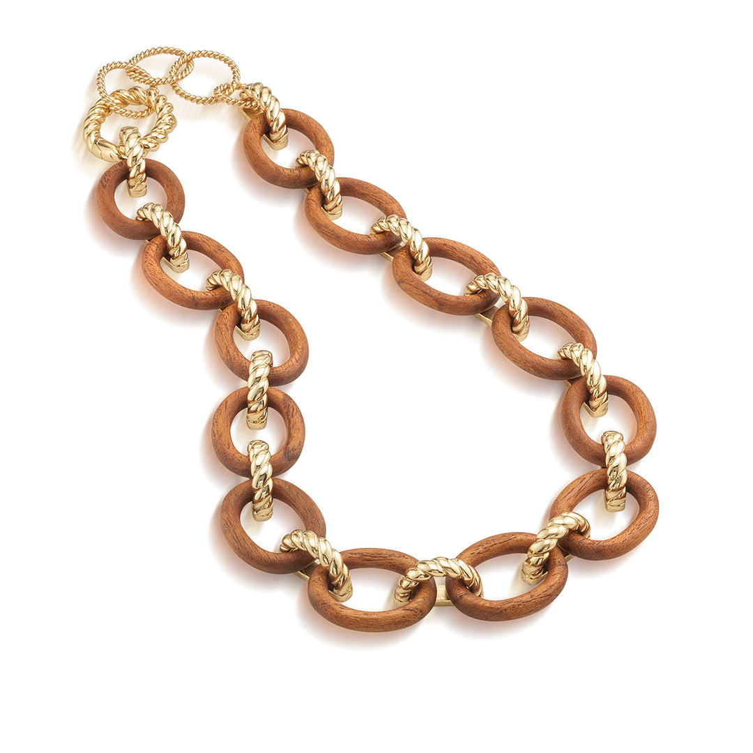 Earth Goddess Link Necklace, 17"+2" - Teak