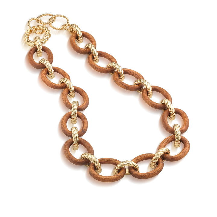 Earth Goddess Link Necklace, 17"+2" - Teak