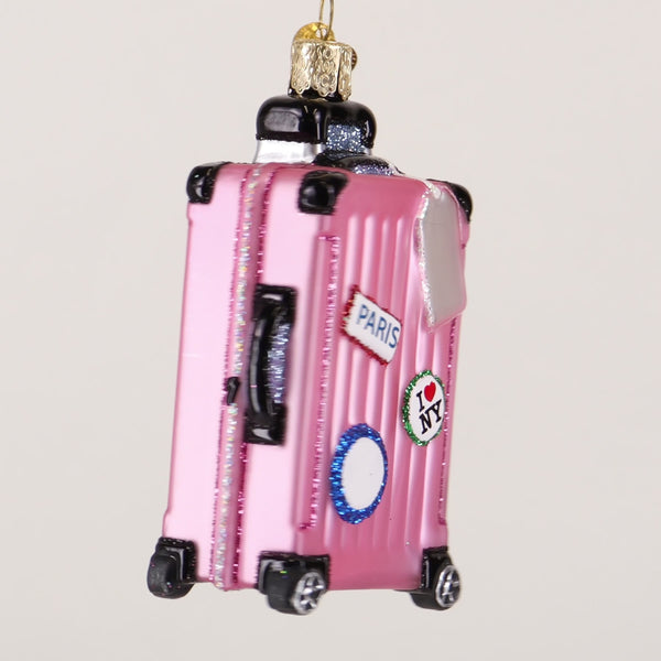Pink Rolling Suitcase Ornament