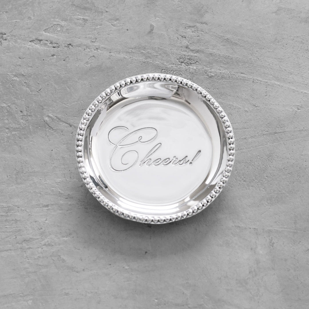 Giftables Organic Pearl Round Wine Plate "Cheers!"