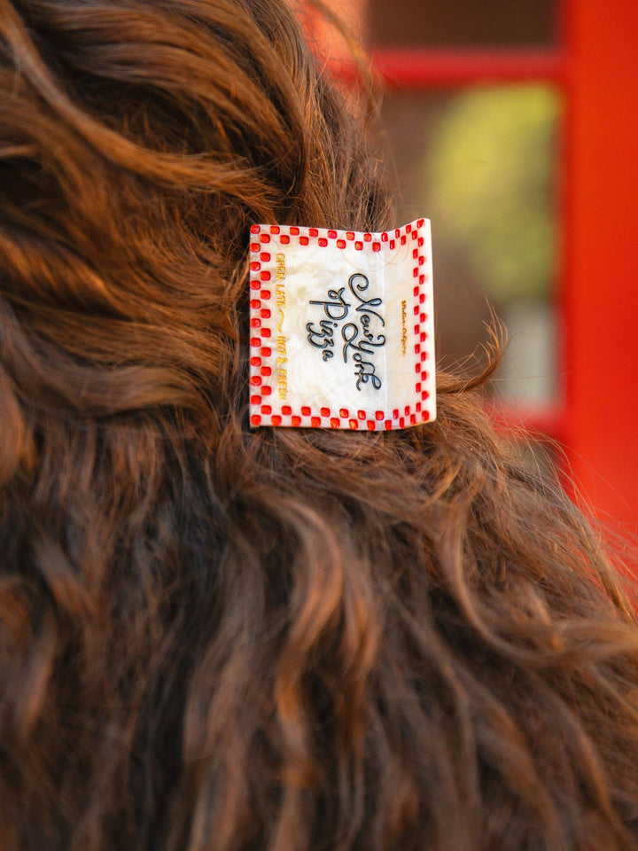 Hand-painted New York Pizza Box Claw Hair Clip | Eco-Friendly
