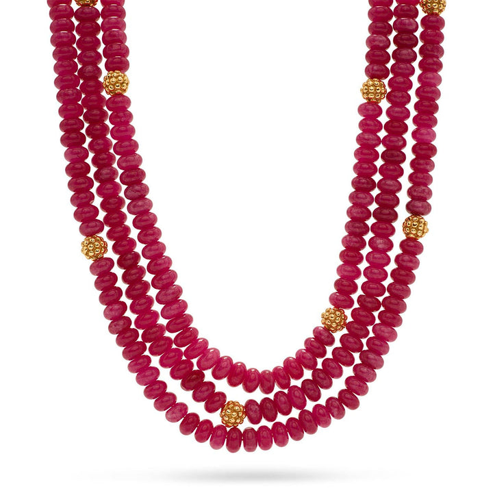 Berry & Bead Triple Strand Necklace - Peony Jade