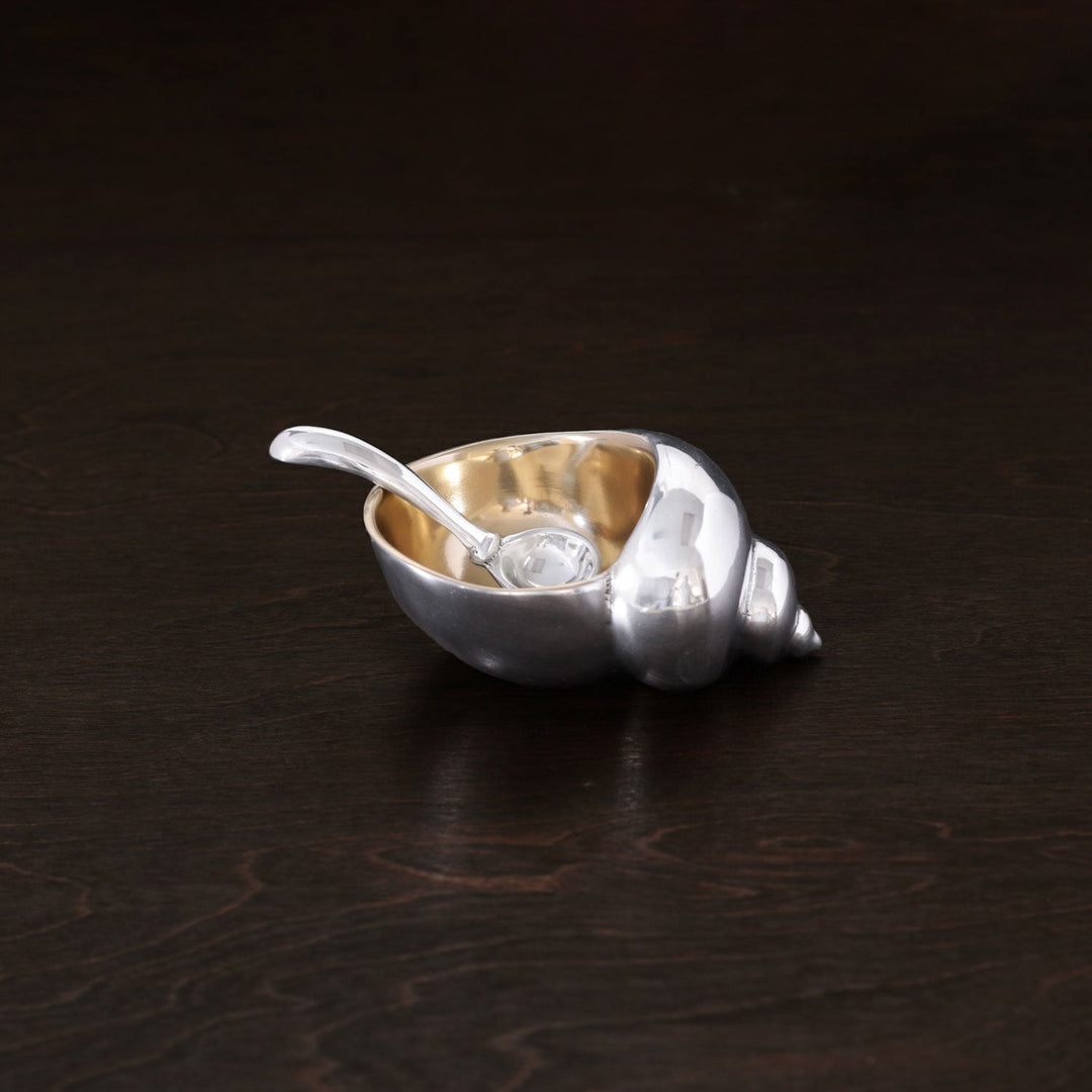 Giftables Sierra Modern Ocean Conch Salt Cellar with Spoon (Gold)