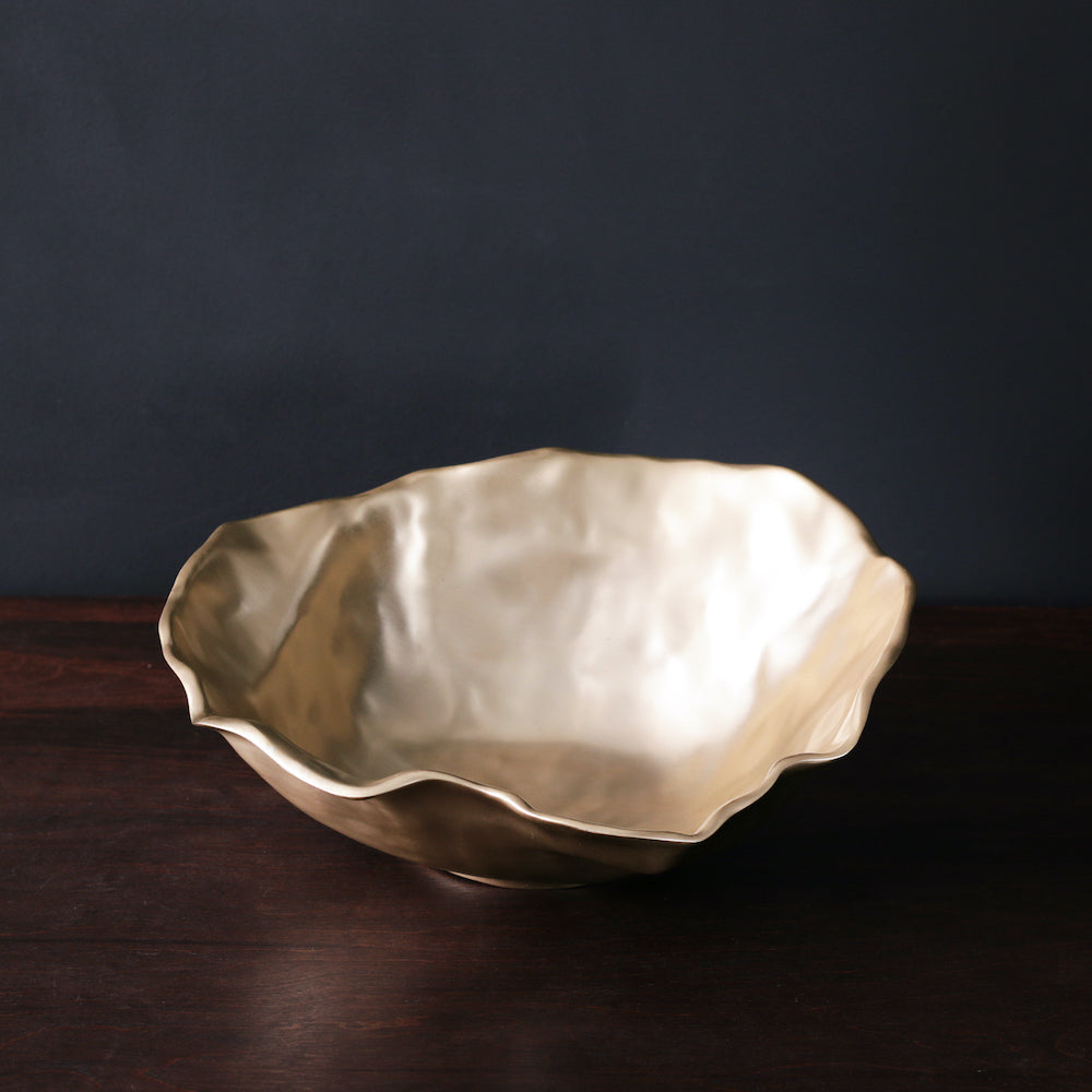 Glass White Opalescent Small Bowl with Gold Rim (White and Gold)