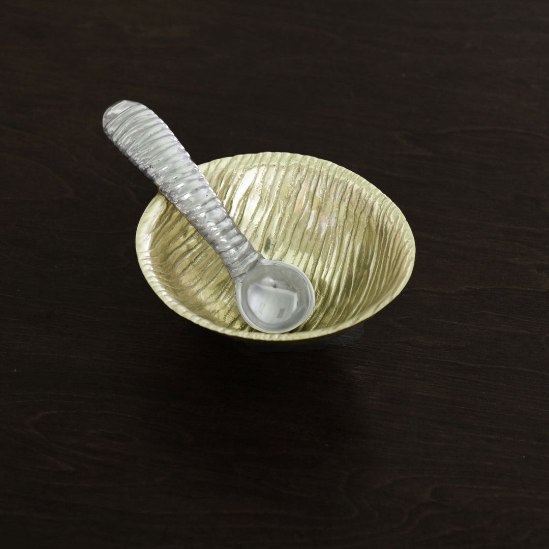 Giftables Ripples Small Gold Bowl with Gunmetal Spoon (Gold and Gunmetal)