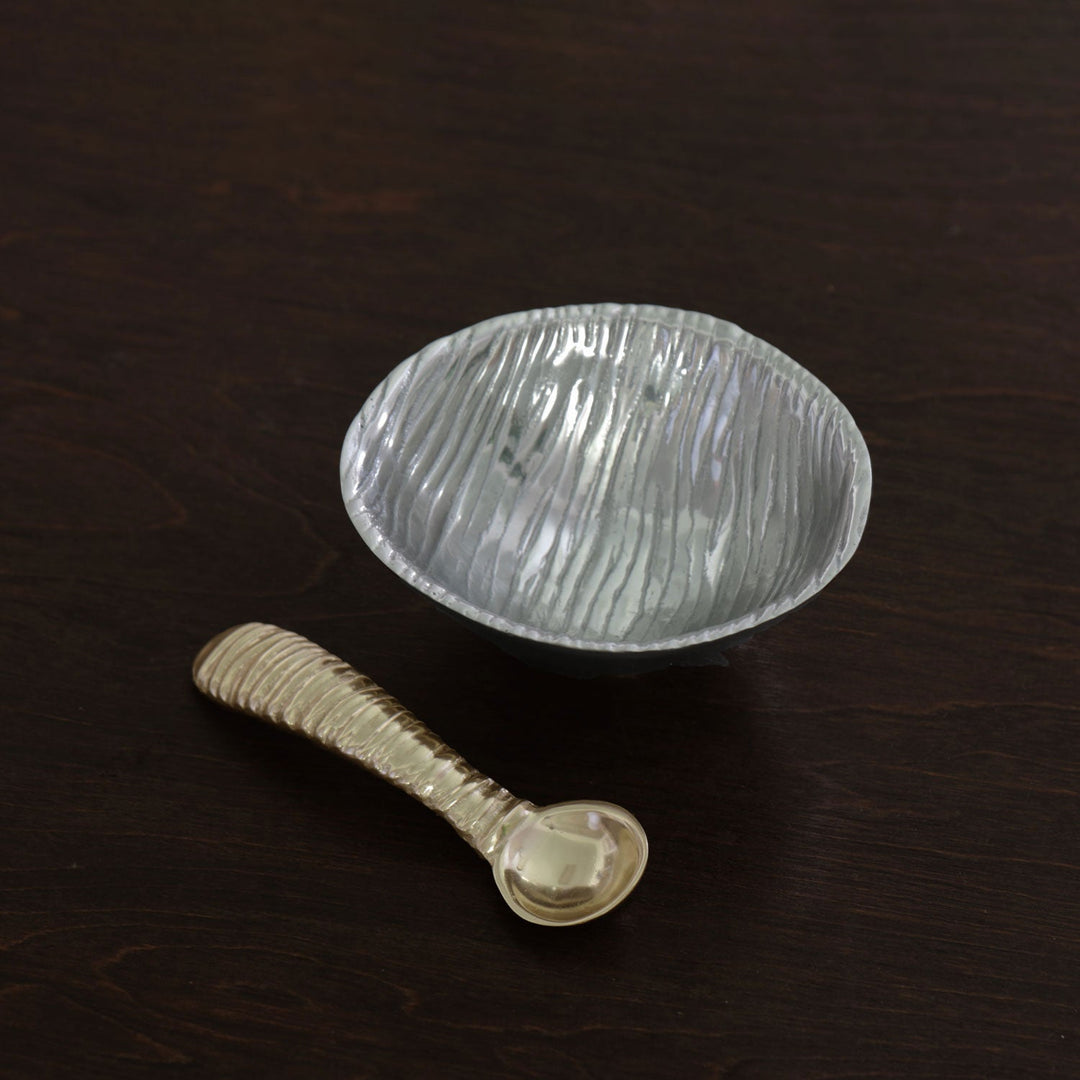 Giftables Ripples Small Gunmetal Bowl with Gold Spoon (Gunmetal and Gold)