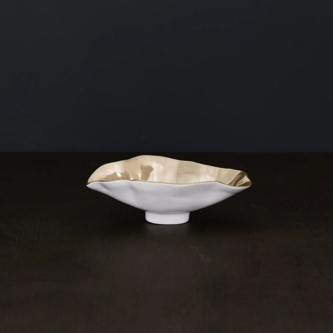 Thanni Maia Small Oval Bowl (White and Gold)