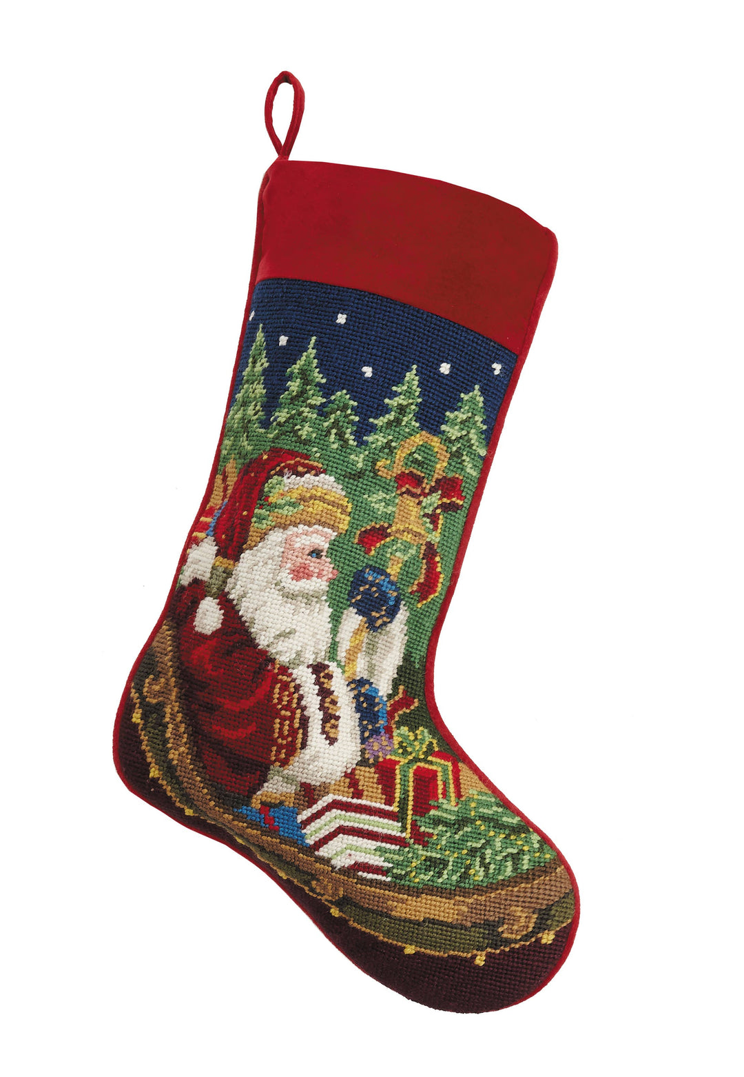 Santa Sleigh Needlepoint Stocking