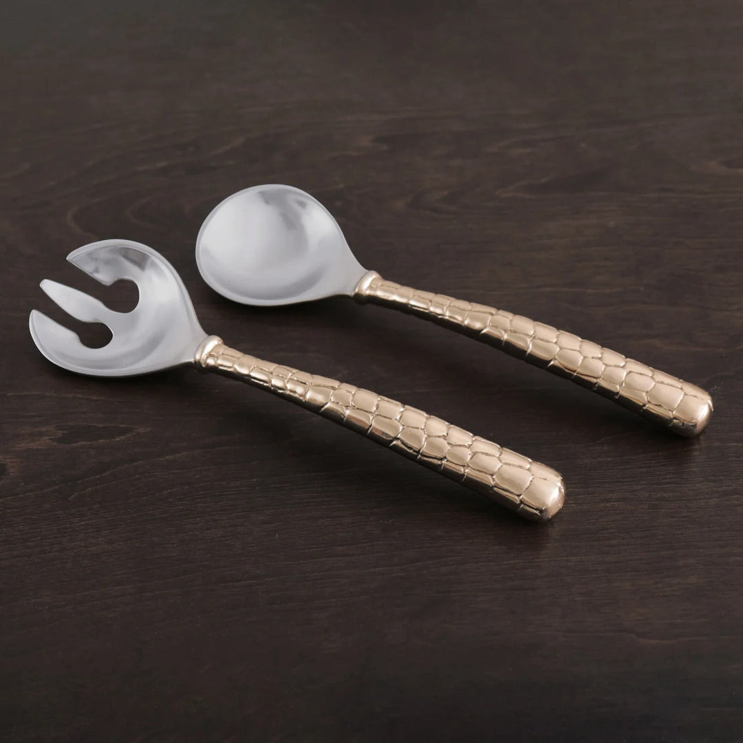 Sierra Modern Croc Salad Servers (Gold)