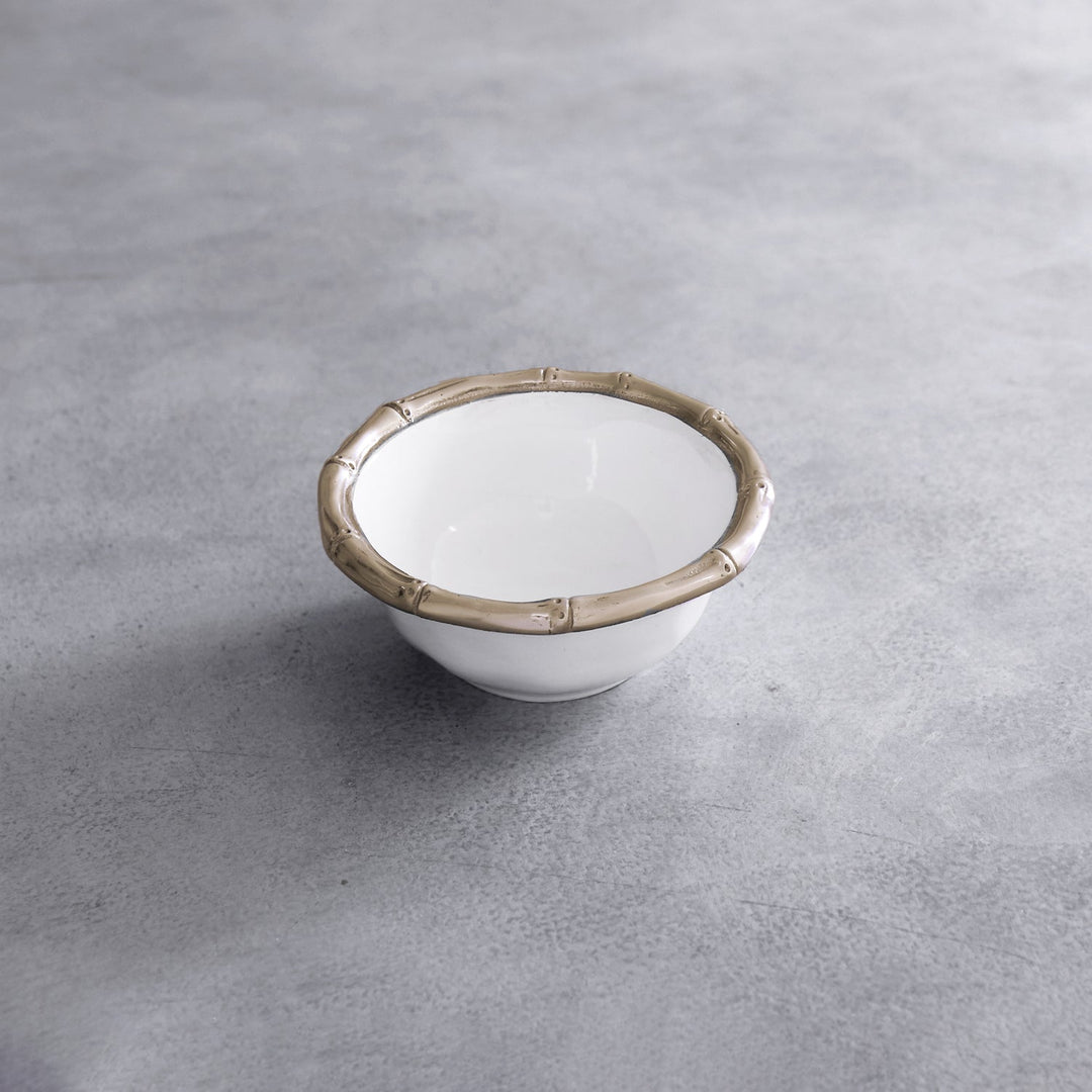 Thanni Bamboo Small Bowl (White and Gold)