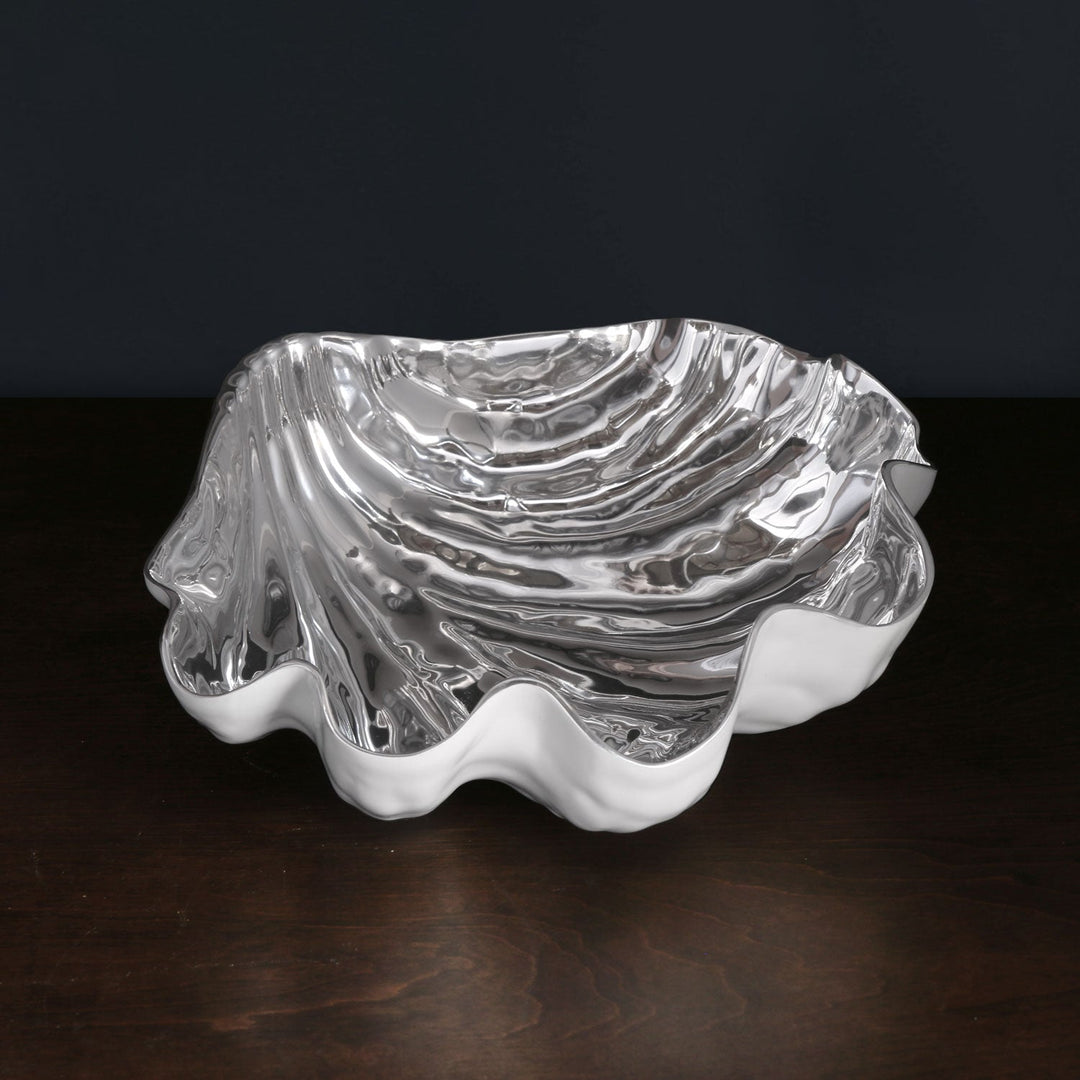 Thanni Shell Large Bowl (White and Silver)
