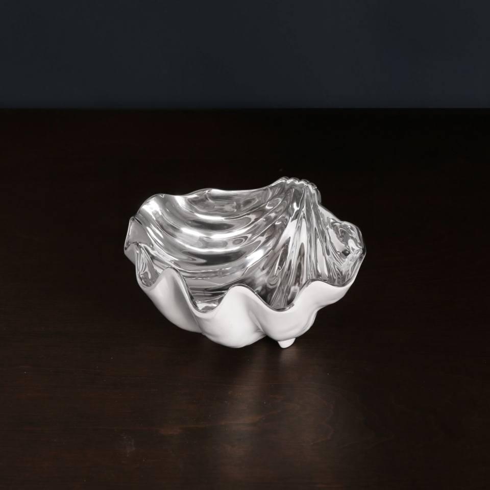 Thanni Shell Small Bowl (White and Silver)