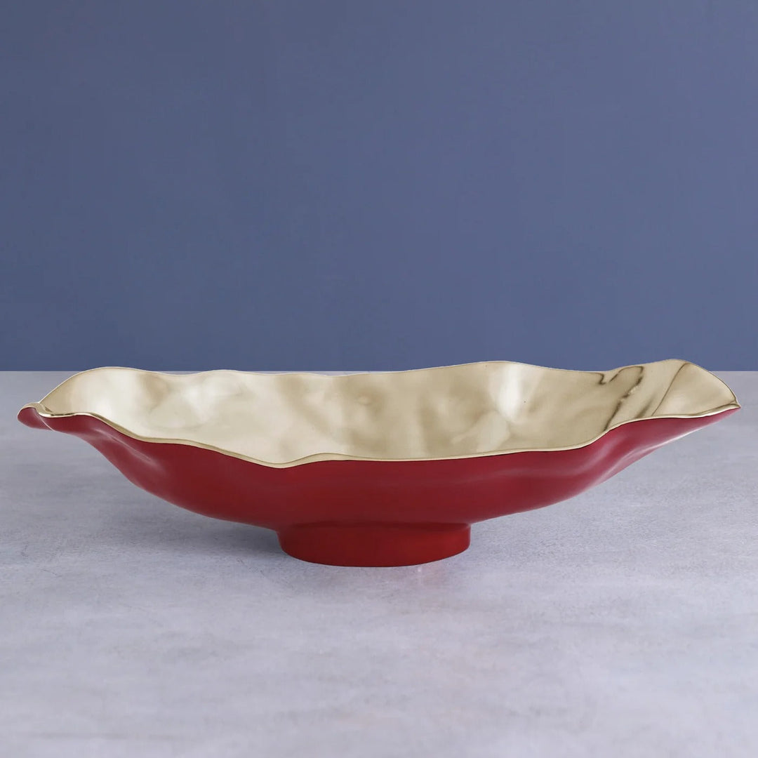 Thanni Maia Medium Oval Bowl (Red and Gold)