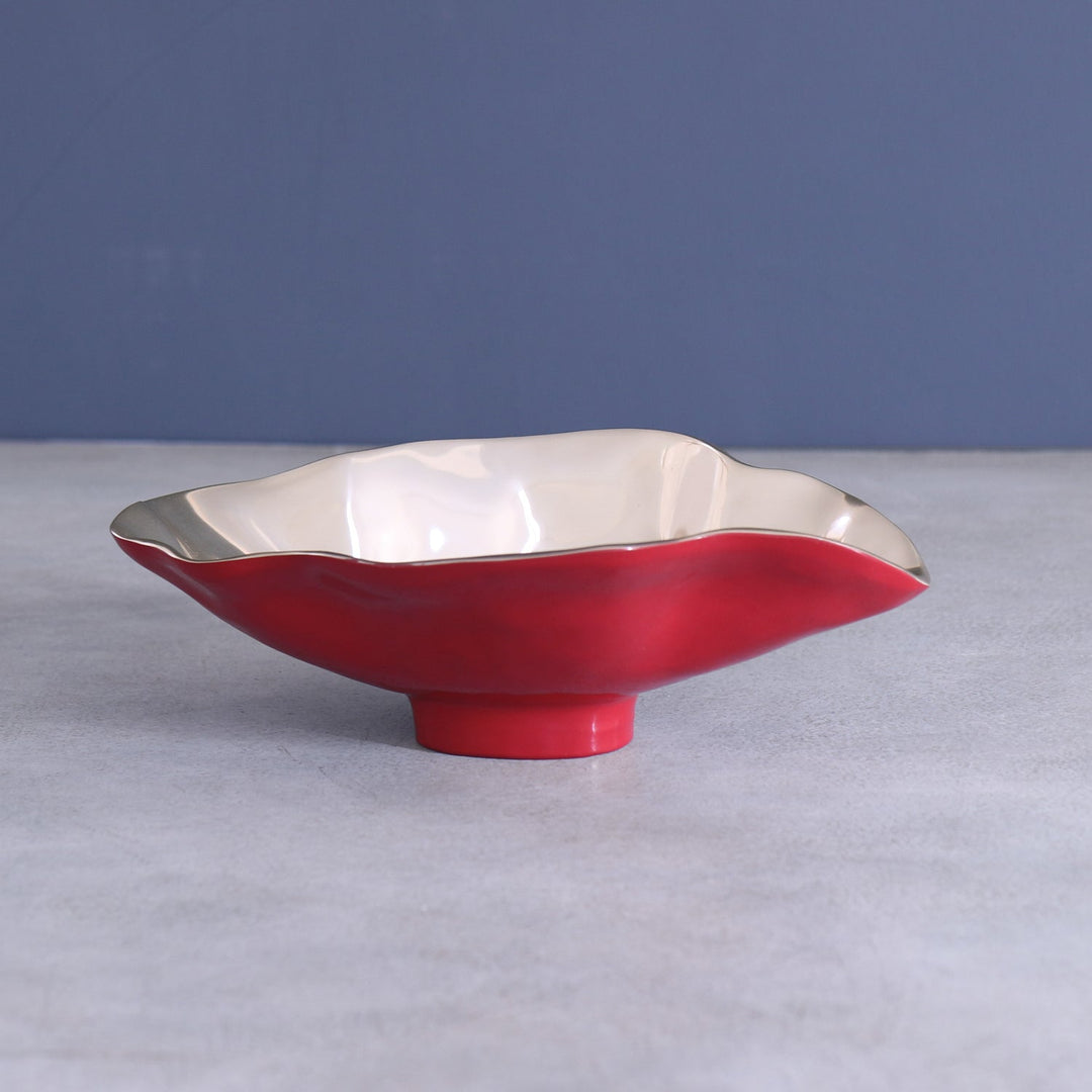Thanni Maia Small Oval Bowl with Spoon (Red and Gold)