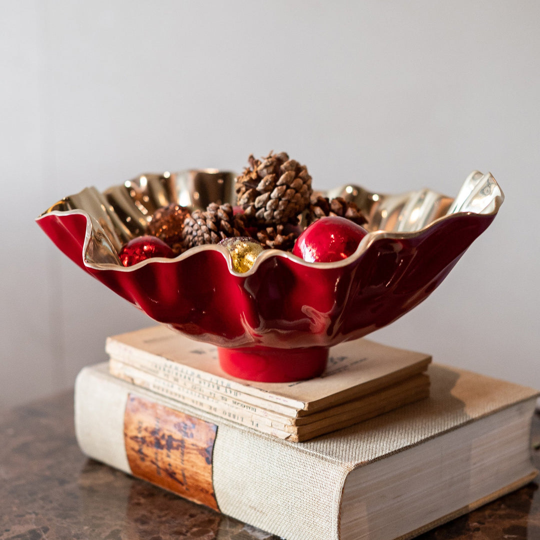 Thanni Bloom Medium Bowl (Red and Gold)
