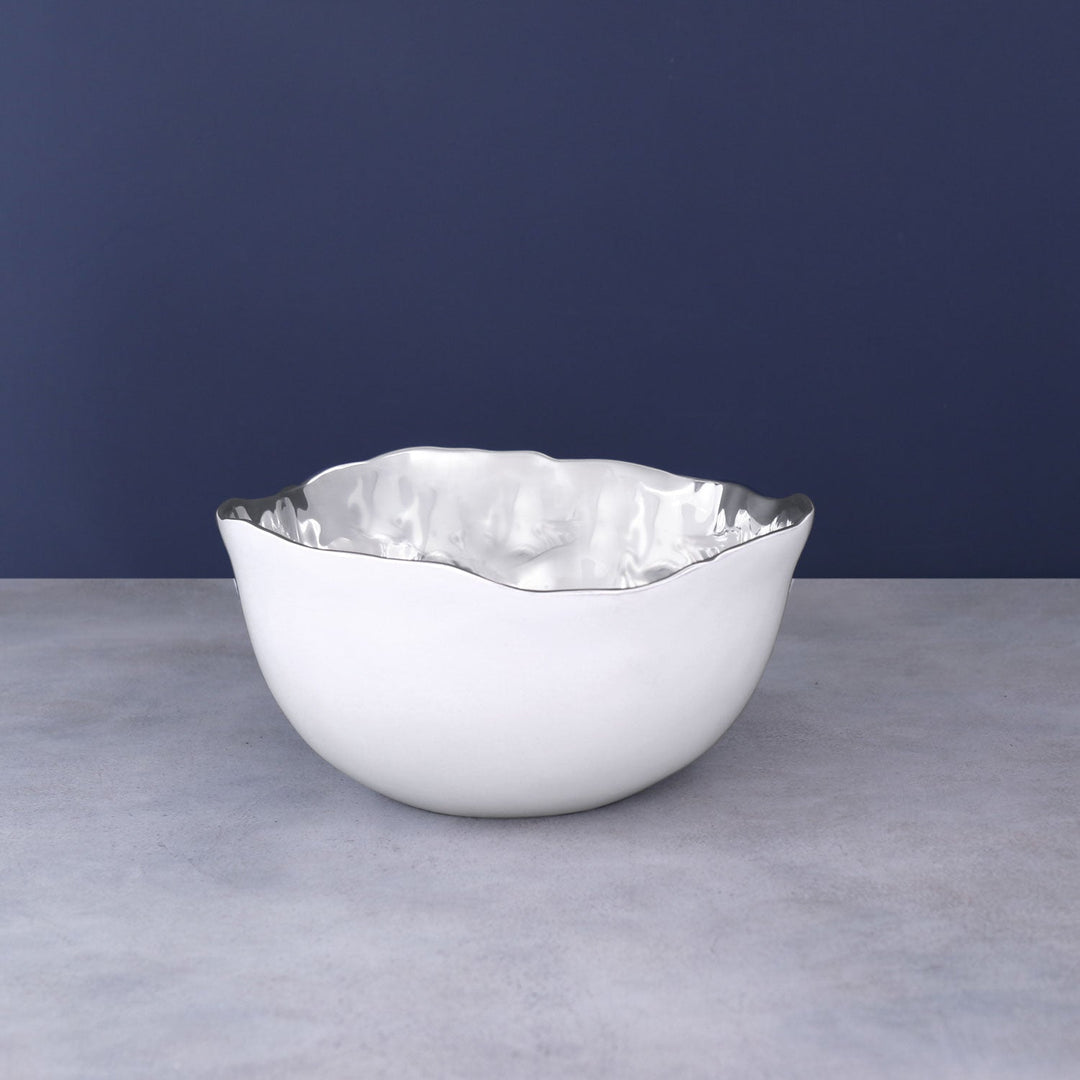 Thanni Osaka Medium Deep Bowl (White and Silver)