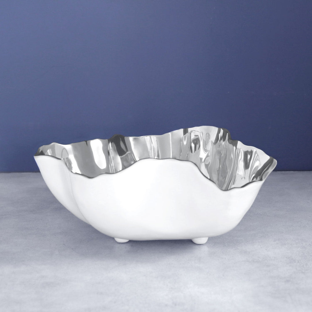 Thanni Onyx Large Bowl (White and Silver)