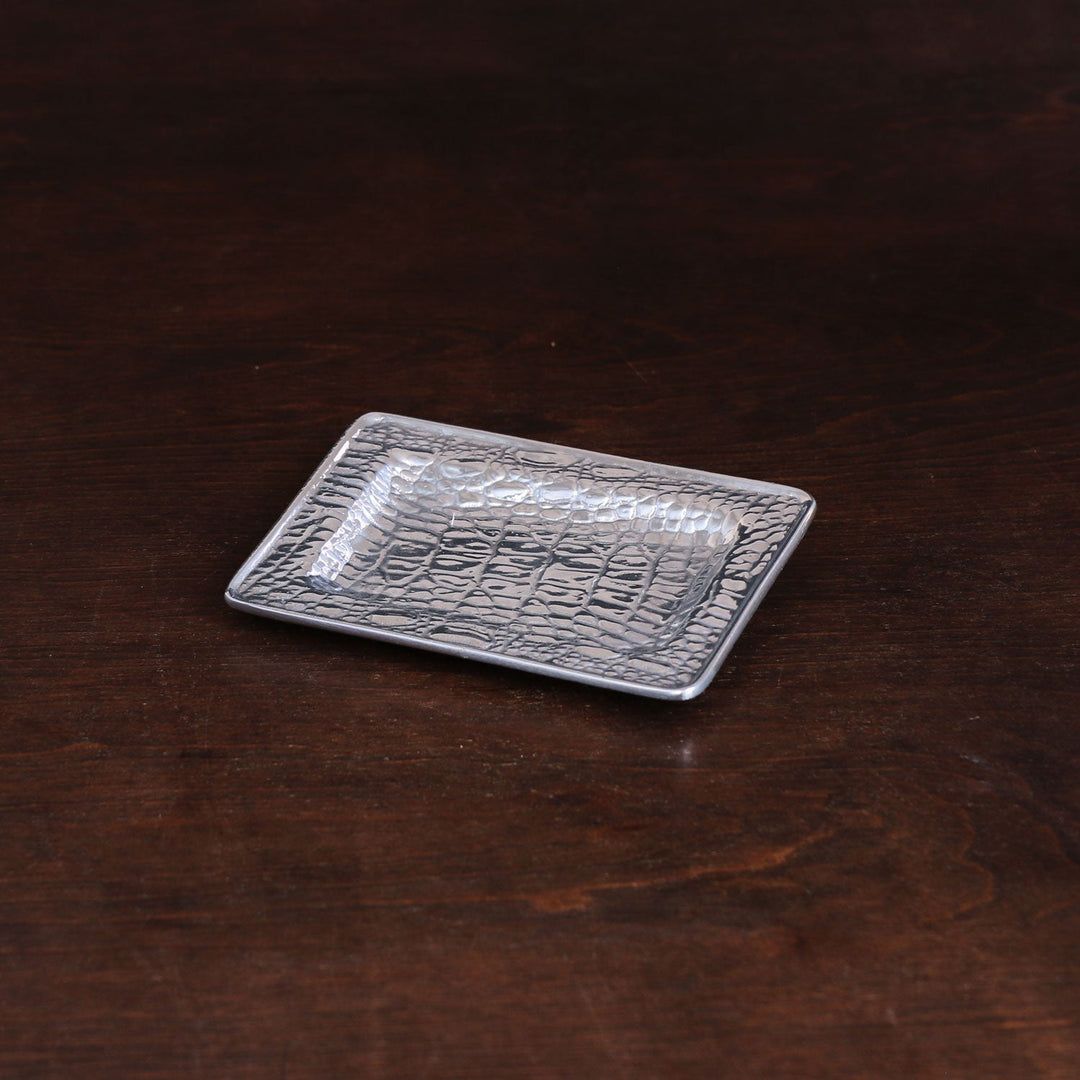 Sierra Modern Croc Luxe Bath Soap Dish (Lacquered Silver Metal)