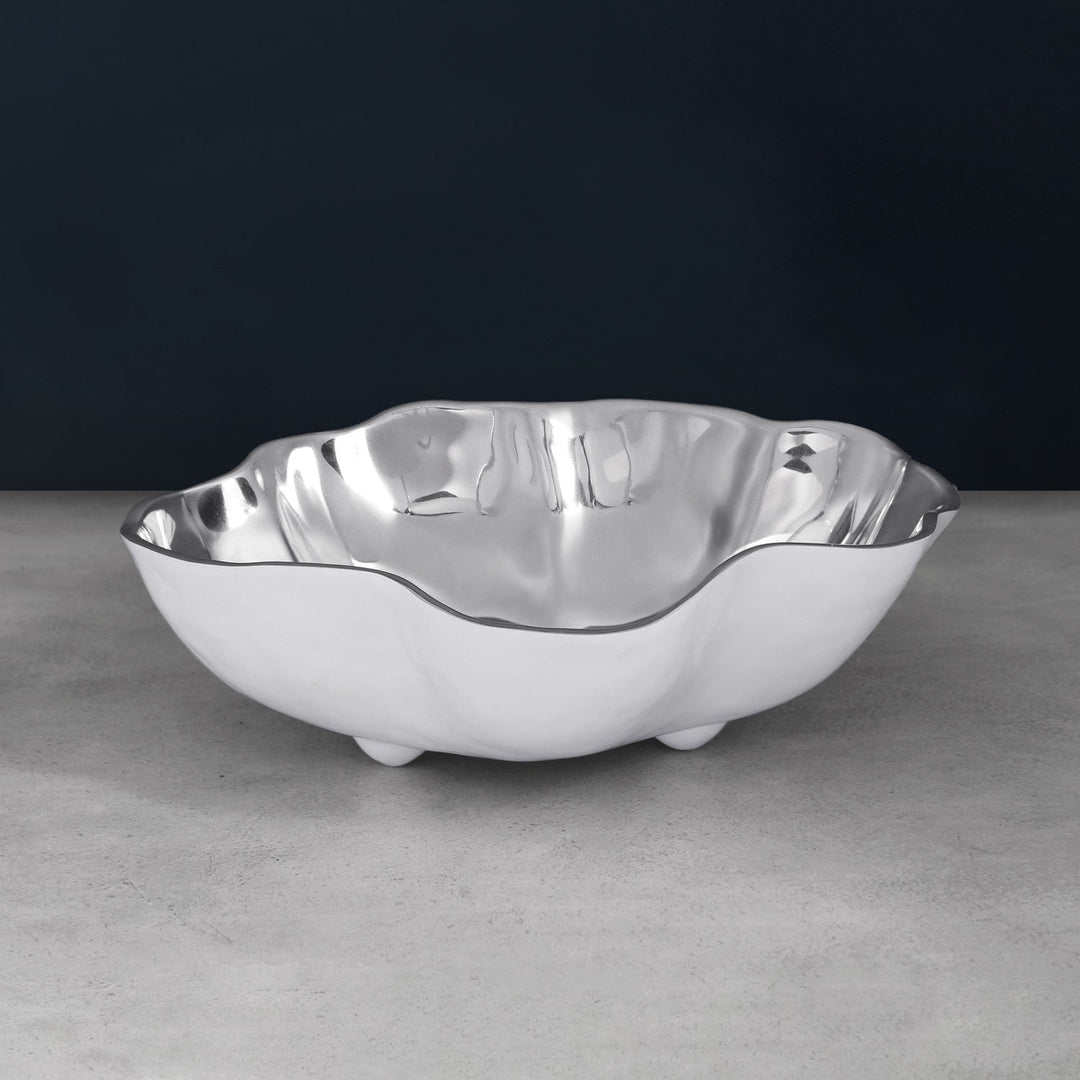 Thanni Onyx Medium Bowl (White and Silver)