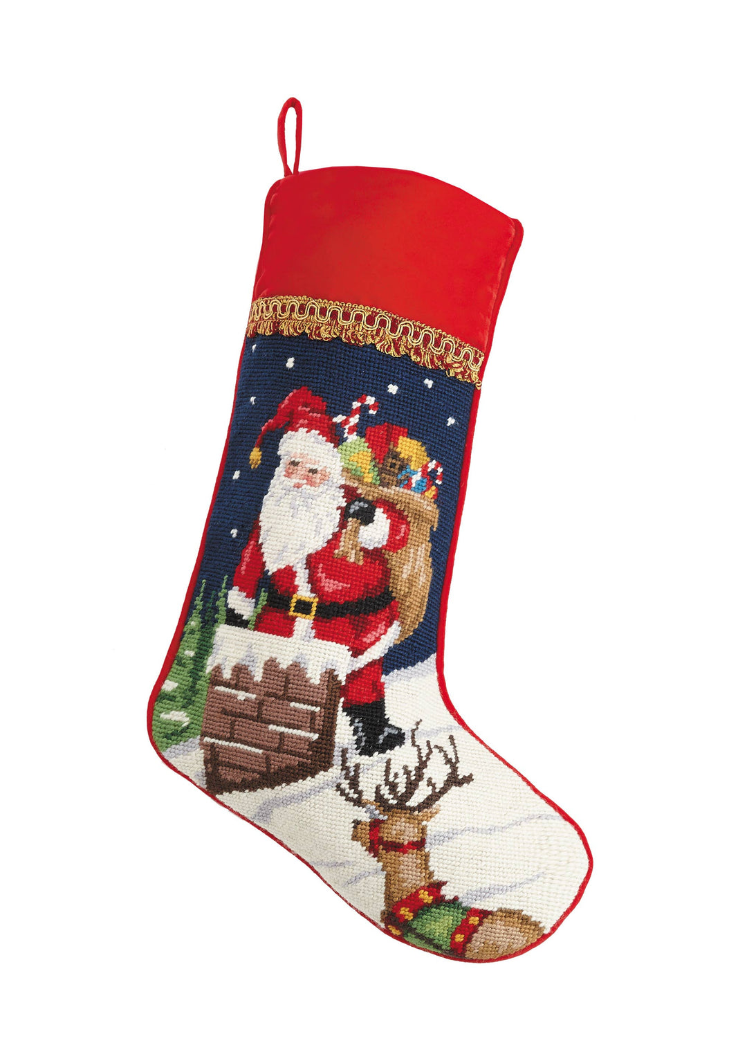 Santa Chimney Needlepoint Stocking