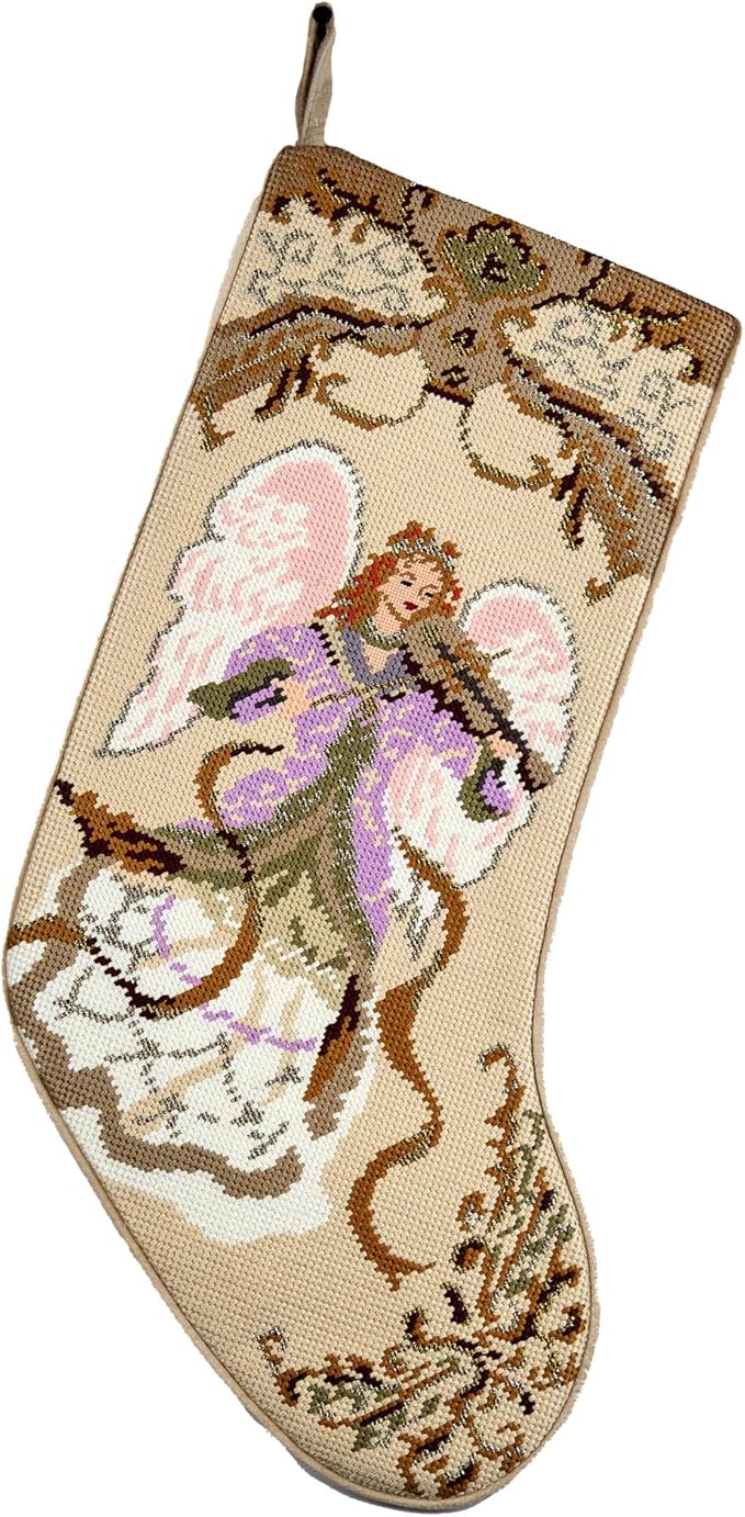 Angel w/Violin Needlepoint Stocking