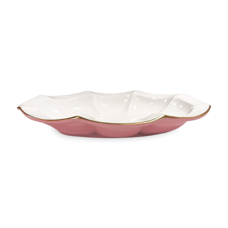 Encanto Devon Oval  Platter (Pink And White)