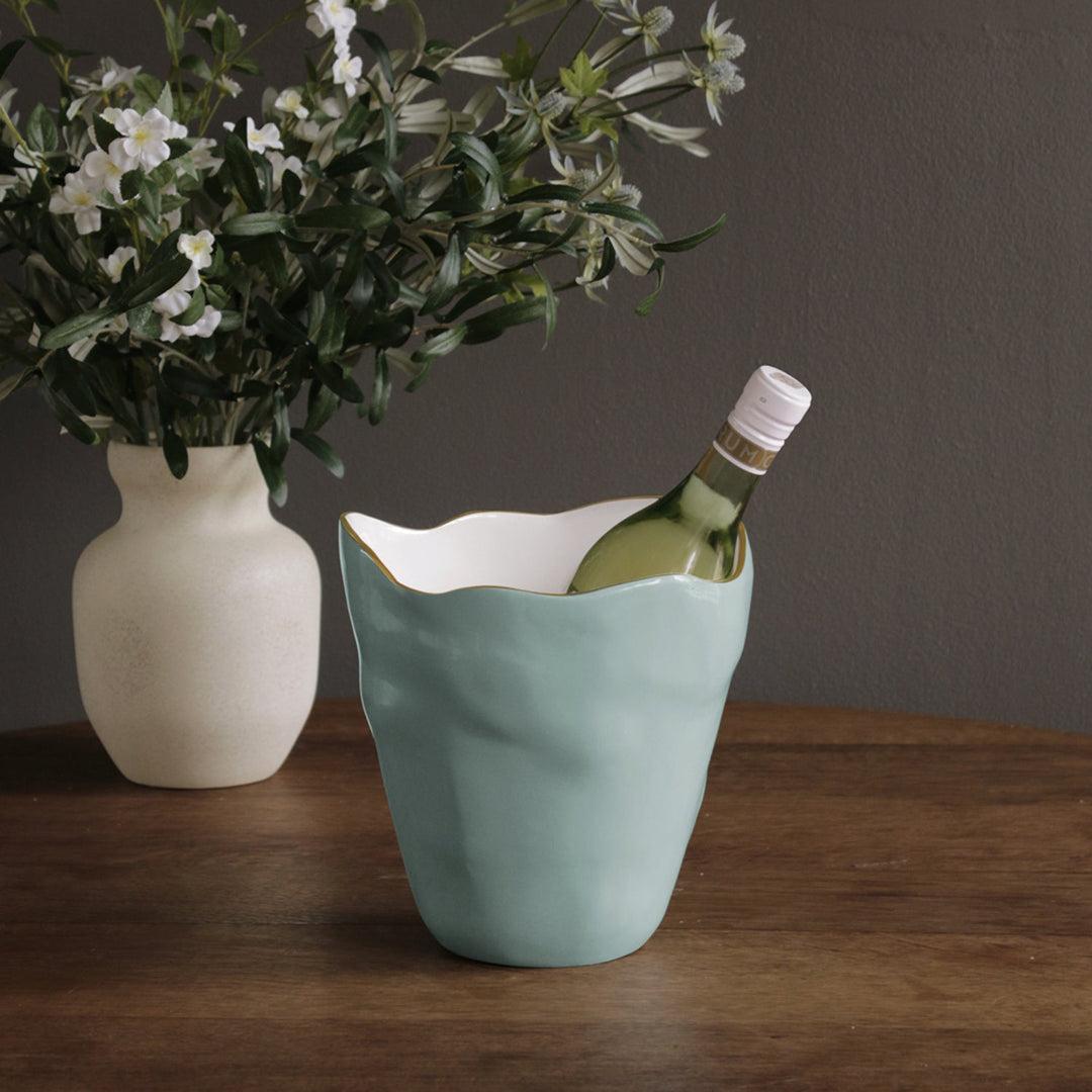 Encanto Soho Large Ice Bucket (Turquoise And White)