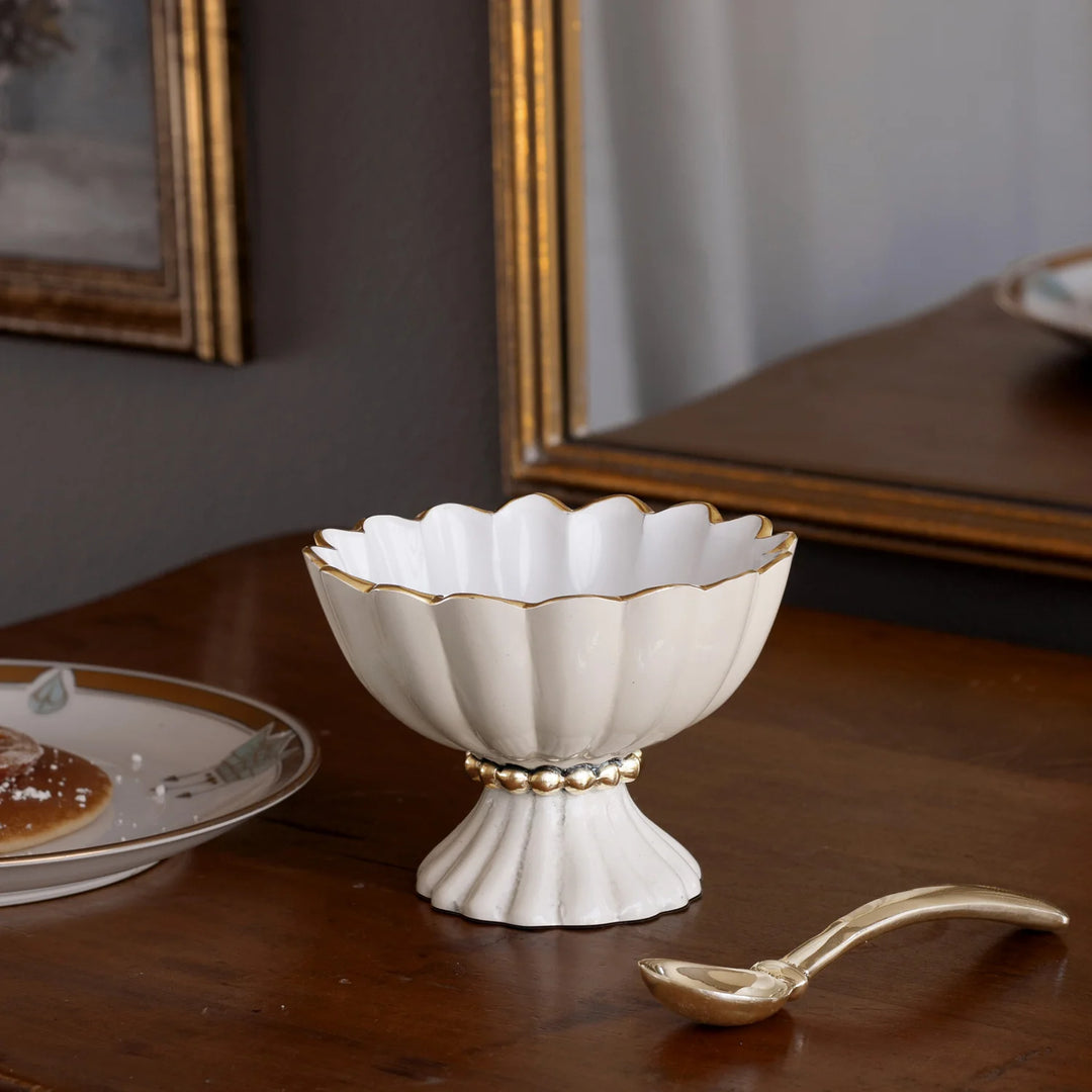 ENCANTO Vienna Mini Pedestal with Spoon (Cream and White)