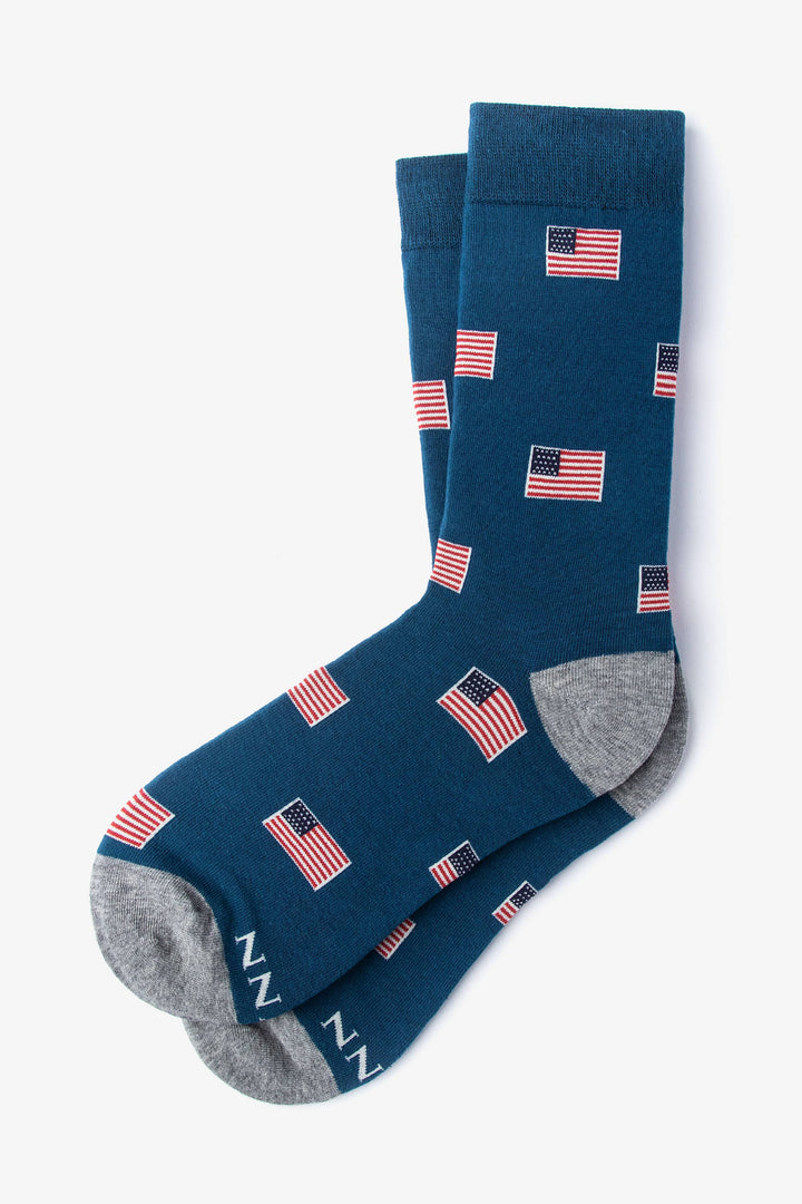 Together We Stand American Flag Sock -  Navy Blue by Alynn