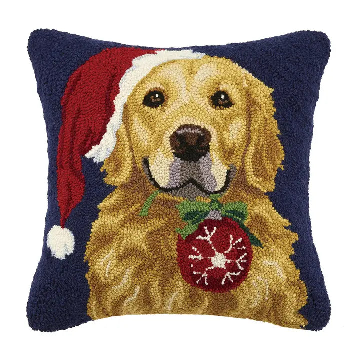 Retriever Dog with Ornament Hook Pillow