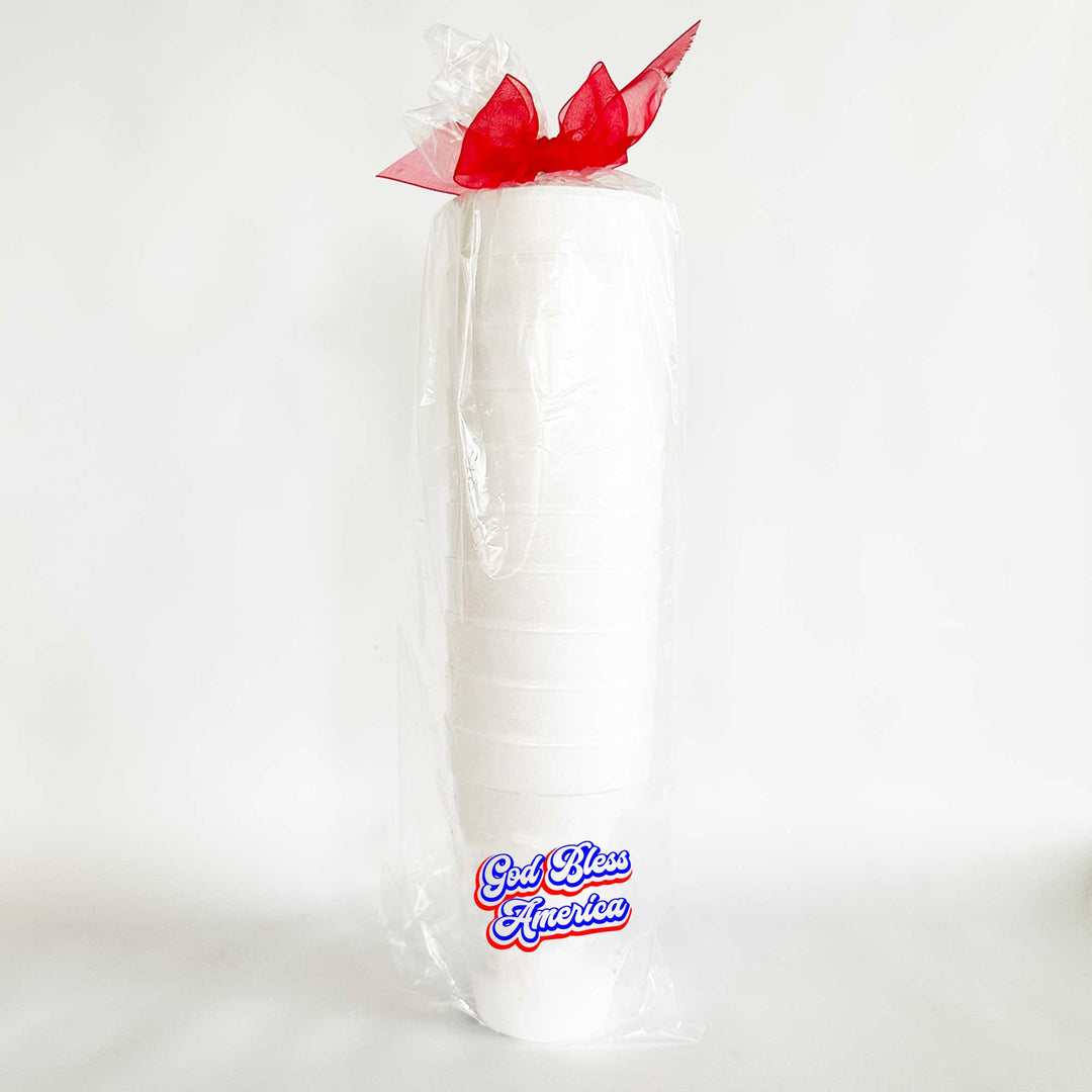 God Bless America Script Foam Cup 10 Pack