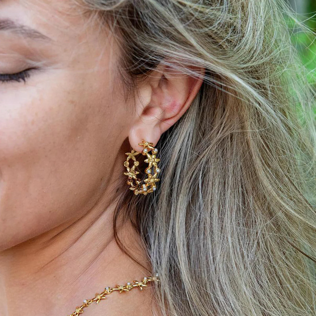 Jasmine Hoop Earrings - Pearl