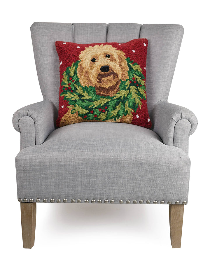 Labradoodle w/Wreath Hook Pillow